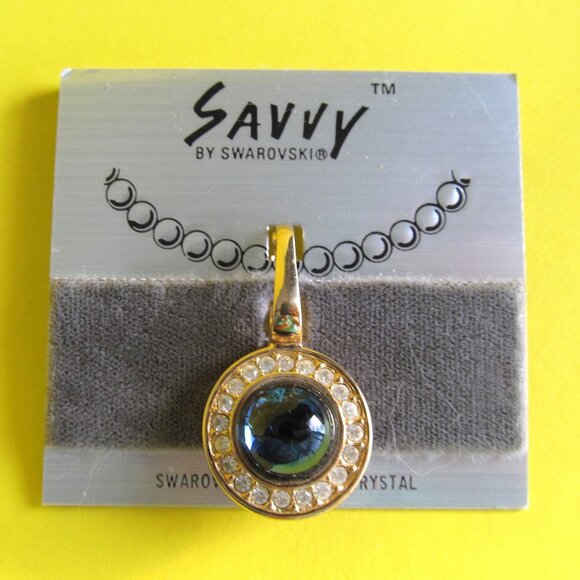 Swarovski Savvy Collection Pendant Blue with clear crystals - Picture 1 of 8